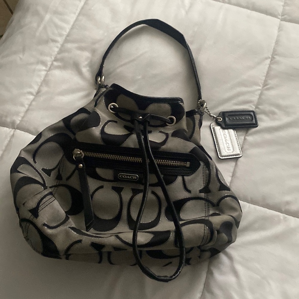 Coach black and silver purse